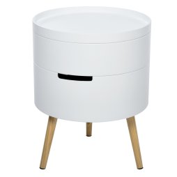 HOMCOM 3-Tier Coffee Table, Round End Table with 2 Hidden Compartments and Detachable Tray, Side Table with Storage for Living Room