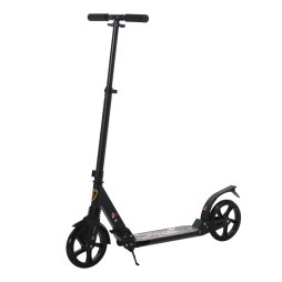 HOMCOM Folding Kick Scooter, Adjustable Ride On Scooter with 200mm Big Wheels and Double Shock Absorption, Urban Scooter for 14+ Teens Adult, Black