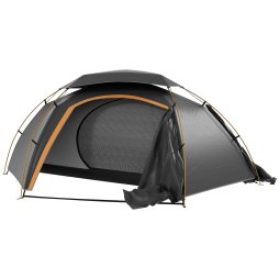 Outsunny 1-2 Man Camping Tent, Dome Tent with Removable Rainfly and Aluminium Frame, 2000mm Waterproof, Portable with Bag, for Fishing Hiking Festival, Dark Grey