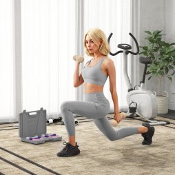 HOMCOM 10KG Dumbbells Set with Carry Case, Hand Weights for Women and Men Home Gym Weight Lifting Training, Pink, Purple, Grey, Brown
