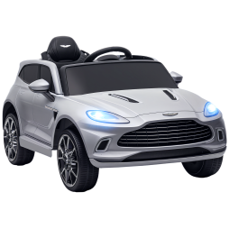 AIYAPLAY Aston Martin DBX Licensed 12V Kids Ride on Car, Kids Electric Car with Remote Control, 4 Suspension Wheels, LED Lights, Music, Horn, Slow Start, for Ages 3-6 Years, Grey