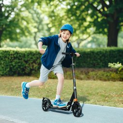 AIYAPLAY Scooter for Kids Ages 6-12 Years, Foldable Kick Scooter with 4 Levels, Adjustable Handlebar, Dual Brake System, 200mm Wheels, ABEC-7 Bearings, Black