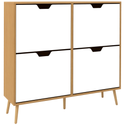 HOMCOM Modern Shoe Cabinet with 4 Flip Drawers and Adjustable Shelf, Hallway Shoe Cupboard Storage Organizer for 16 Pairs of Shoes