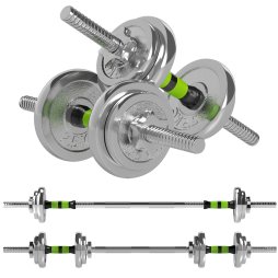SPORTNOW 20kg Adjustable Weights Dumbbells Set, 2-in-1 Dumbbells and Barbell with Non-Slip Handle, Free Weights Set for Home Gym, Weight Lifting and Strength Training