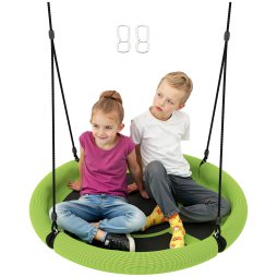 AIYAPLAY Nest Swing Seat for Kids, 100 cm Diameter Tree Swing Set w/ Height Adjustable Hanging Ropes, for Outdoor, Playground, Garden, Green