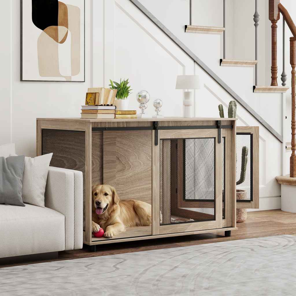 Photo inspiration: Visual Reference: Pawhut Dog Crate Furniture Dog Cage End Table With Sliding
