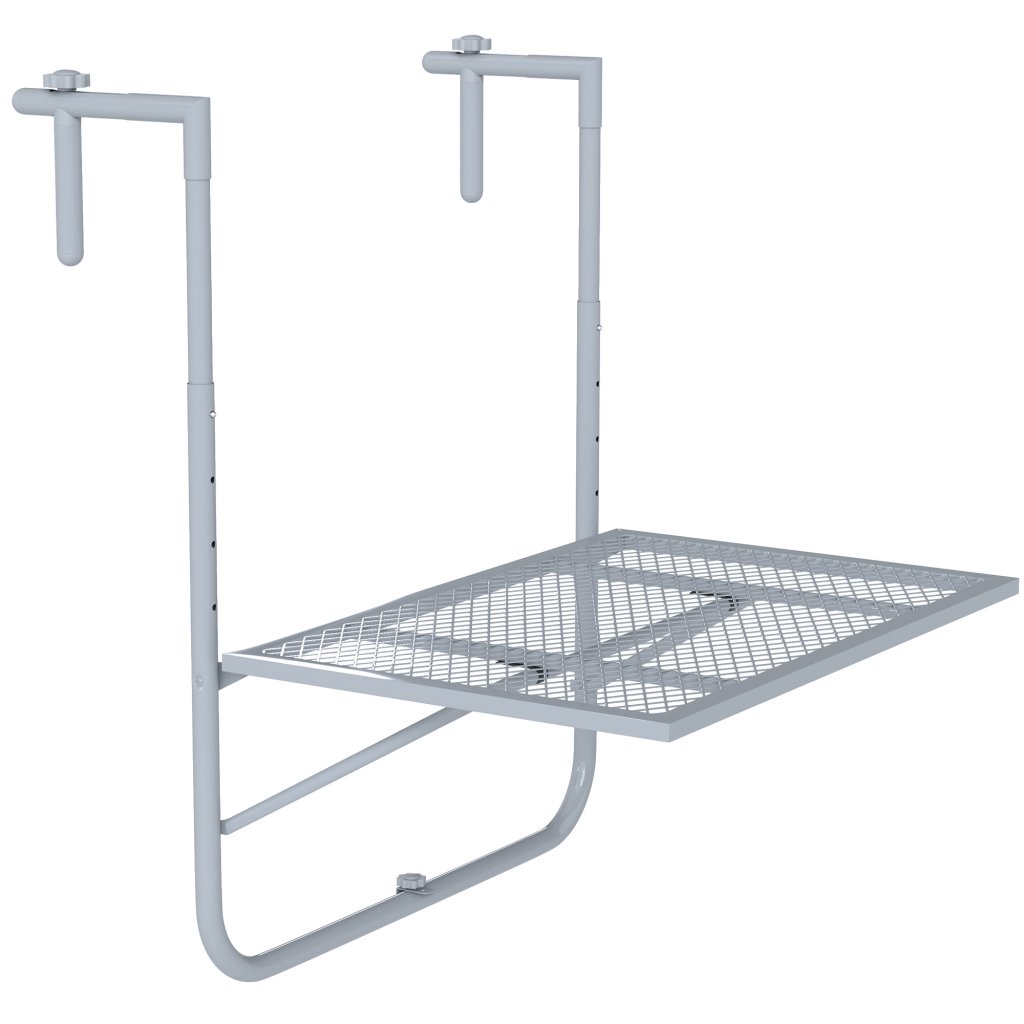 Outsunny Grey Folding Balcony Table – Adjustable Wall Mount for Patio ...