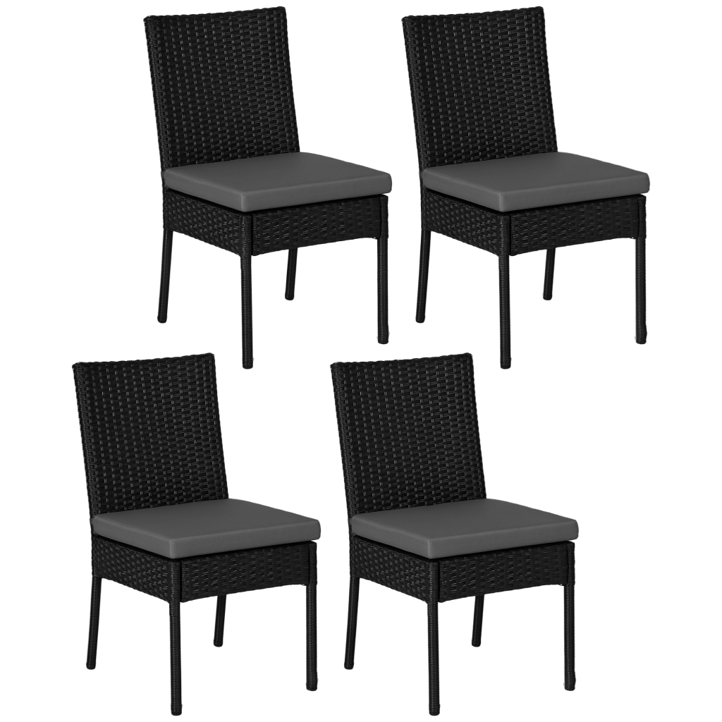 Outsunny 4 Pieces PE Rattan Garden Chairs with Cushion, Patio Wicker ...