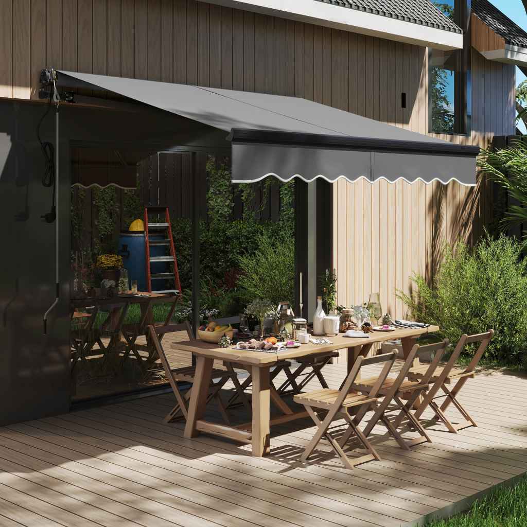 Outsunny 2.5 x 2m Electric Retractable Awning with Remote, Dark Grey ...
