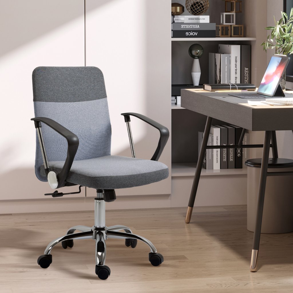 Vinsetto Office Chair Linen Fabric Swivel Computer Desk Chair Home ...