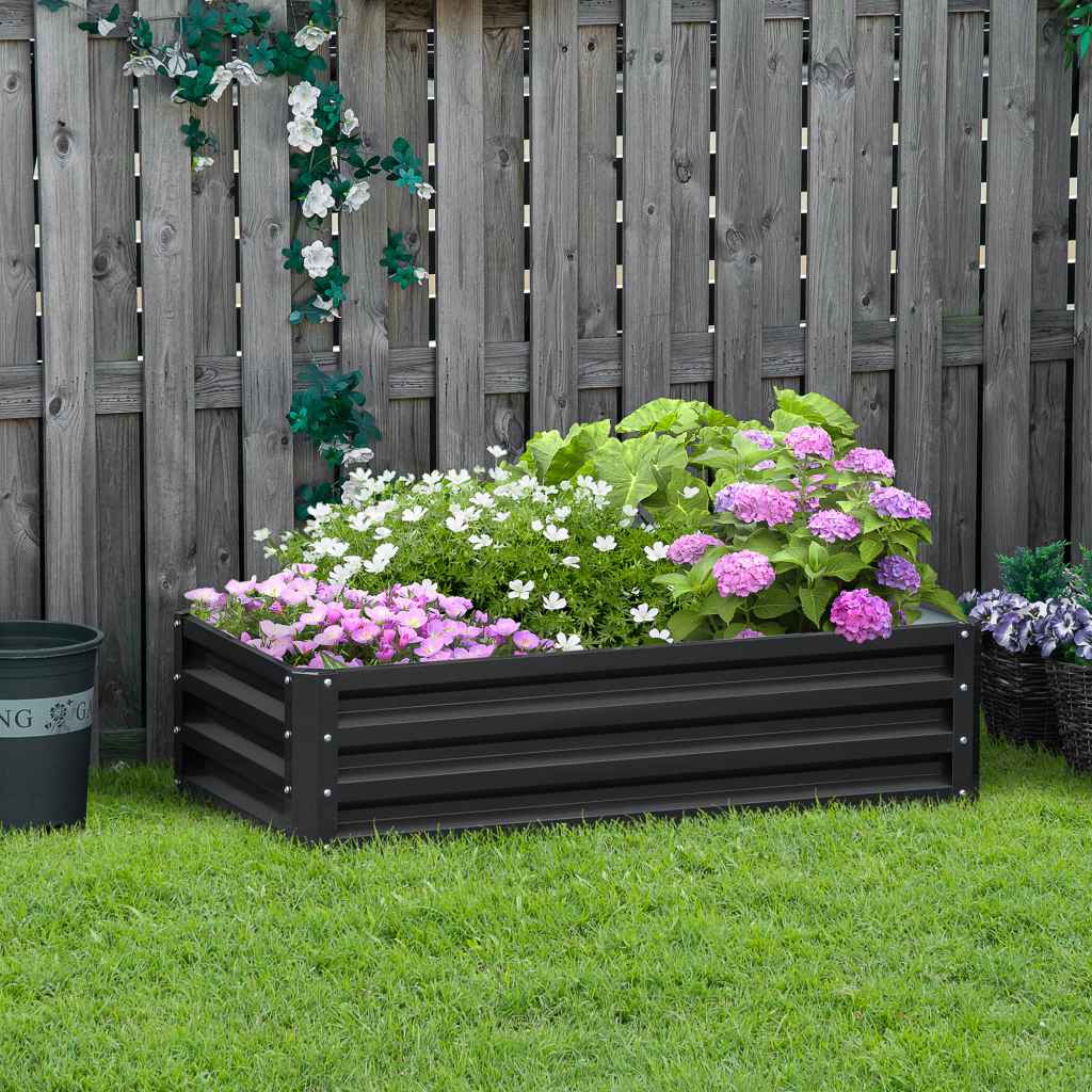 Weatherized Box Outsunny 216L Rectangle Raised Garden Bed Box with Weatherized Steel ...