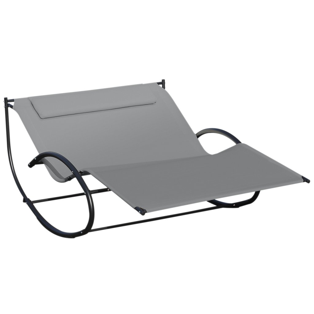 Outdoor Rocking Daybed Outsunny Double Sun Lounger, Rocking Lounger Sunbed Daybed with Armrest ...