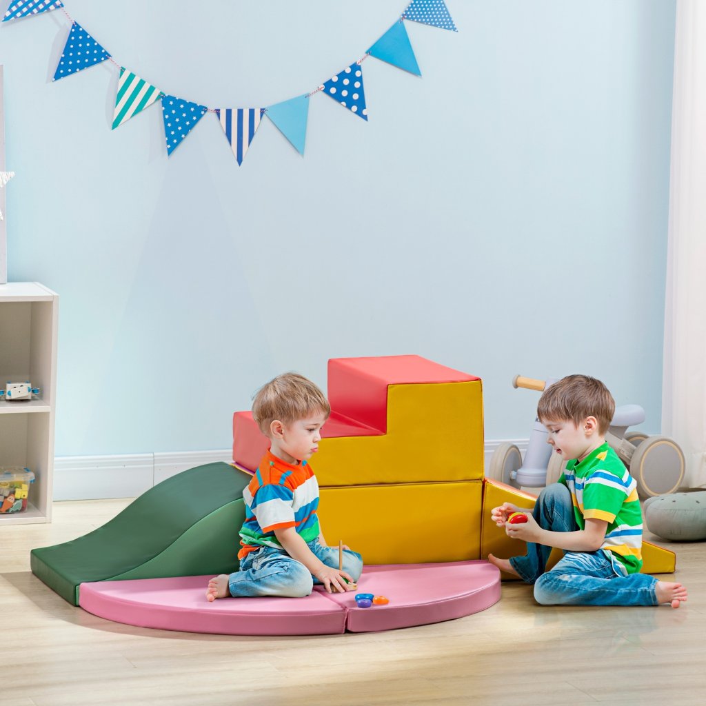 HOMCOM 6 Piece Kids Soft Play Set – Colourful Foam Blocks for Toddlers ...