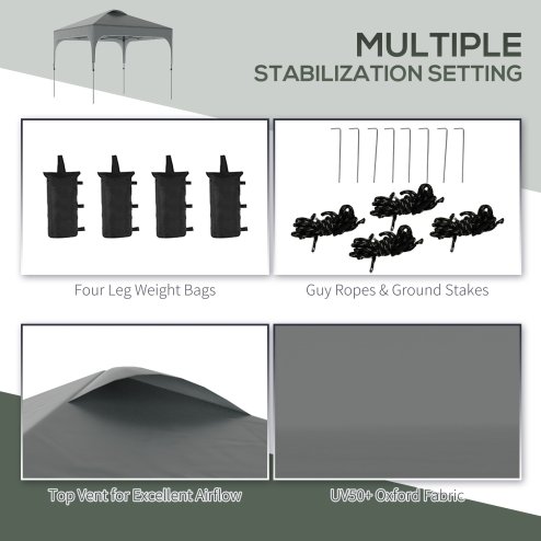 Outsunny 3 x 3(M) Pop Up Gazebo, UPF 50+ Foldable Canopy Tent with Wheeled Carrybag, 4 Leg Weight Bags, Height Adjustable Marquee Shelter 1 person easy setup for Outdoor Garden Patio Party, Dark Grey