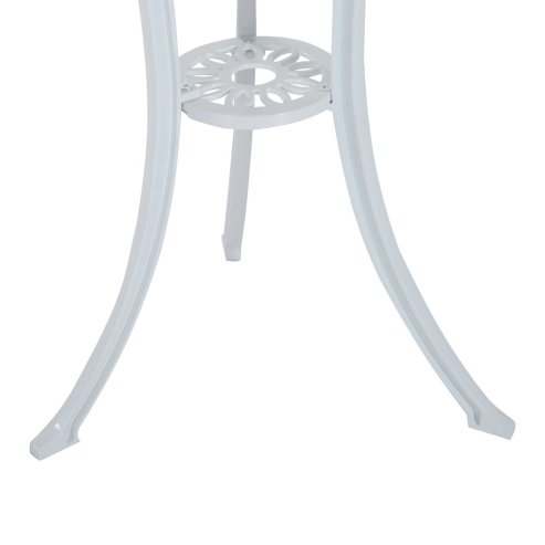 Outsunny 3 Pieces Antique Garden Bistro Set for 2, Cast Aluminium Garden Furniture Set with Umbrella Hole for Balcony, Porch, Patio, White