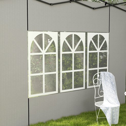 Outsunny Gazebo Side Panels with Window for 3x3(m) or 3x6m Gazebo Canopy, 2 Pack Sides Replacement, White