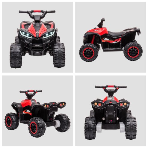 HOMCOM 12V Electric Quad Bike for Kids Ride On Car All Terrain Vehicle Toy, with Forward Reverse Functions, LED Headlights, Music, for Ages 3-5 Years - Red