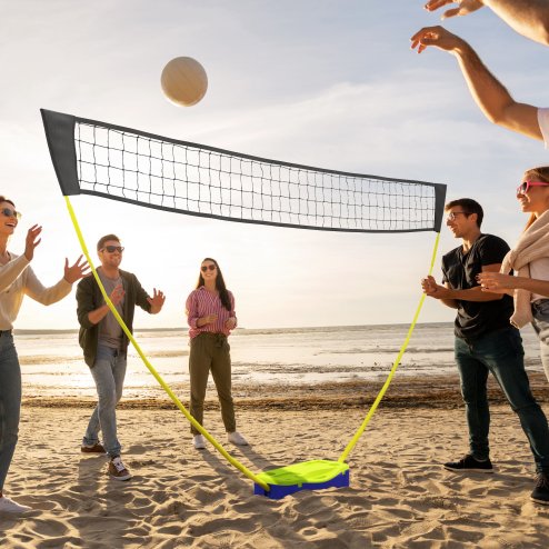 SPORTNOW 4m Badminton Set with Volleyball, Portable Badminton Net with Two Rackets, Two Shuttlecocks, Carry Case, for Indoor, Outdoor Sports
