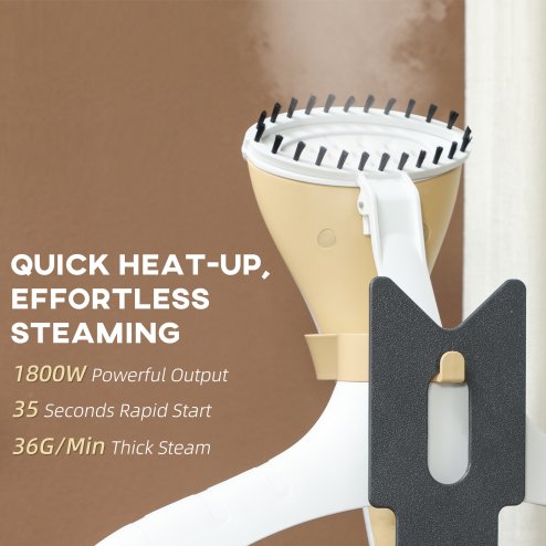 HOMCOM Clothes Steamer, Upright Garment Steamer Wrinkle Remover with Large 1.8L Water Tank, Adjustable Height, for Home Clothing, Curtains, Wedding Dresses, Silk, Sofa, Gold Tone