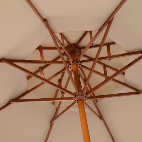 Outsunny 2.7 m Garden Parasol Umbrella, Double Tier Garden Umbrellas Outdoor Sun Umbrella Sunshade Bamboo Ribs, Beige
