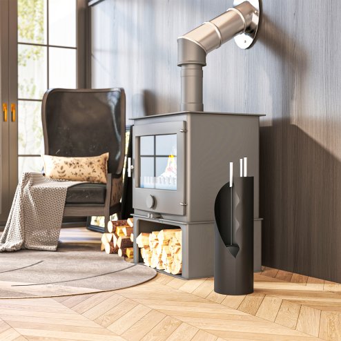 Outsunny 4 Pieces Fireplace Tools Set, Metal Fireplace Accessories Fireside Companion Set with Broom, Shovel, Poker and Bucket, Silver