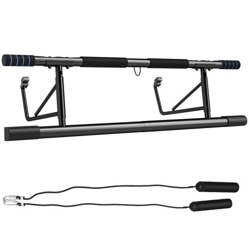 SPORTNOW Doorway Pull-Up Bar, No-Drilling Chin-Up Bar, Push-Up Stand with Resistance Bands, Padded Handles for Home Gym Exercise