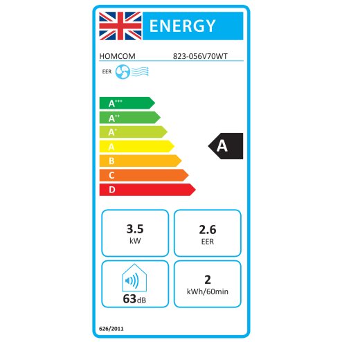 HOMCOM 12000 BTU Portable Air Conditioner, 5 in 1 Air Conditioning Unit, Dehumidifier with Remote, LED Display, 2 Speeds, 24H Timer, Child Lock, Window Venting Kit, 35m², A Energy Efficiency