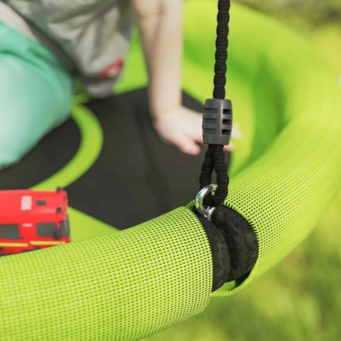 AIYAPLAY Nest Swing Seat for Kids, 100 cm Diameter Tree Swing Set w/ Height Adjustable Hanging Ropes, for Outdoor, Playground, Garden, Green