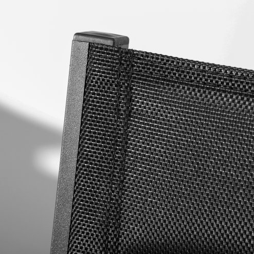 Outsunny 2 Pieces Garden Dining Chairs, Aluminium Outdoor Armchair for 2 with Breathable Mesh Fabric, Stackable Design, Black