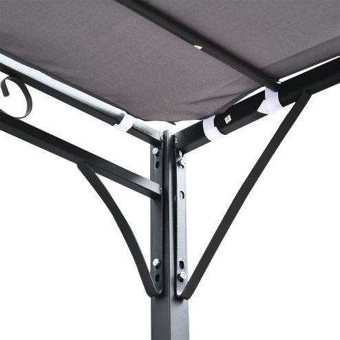 Outsunny 3 x 3(m) Pergola Gazebo Metal Frame Elegant Scrolling Weather-Resistant Canopy Sun Rain Shade Garden Outdoor Shelter, Grey
