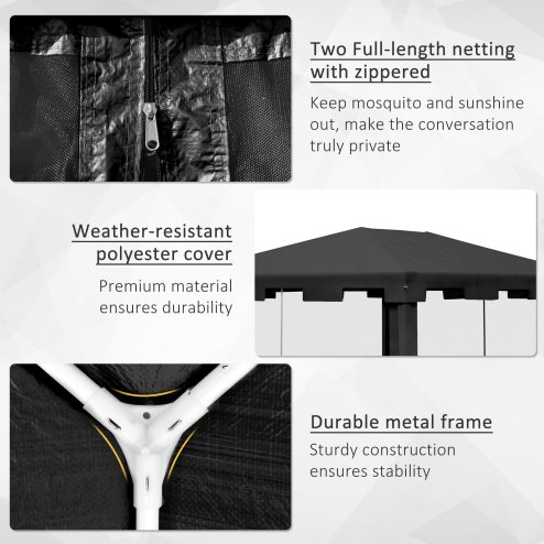 Outsunny 4 m x 3 m Gazebo with Sides, Outdoor Party Tent, Sun Shade Canopy with Mesh Sidewalls, Dark Grey