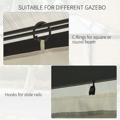 Outsunny 4 Pack Replacement Gazebo Curtains Privacy Panel for Most 3 x 4m Gazebo Canopy Pavillion Outdoor Shelter Sidewalls Accessories Beige