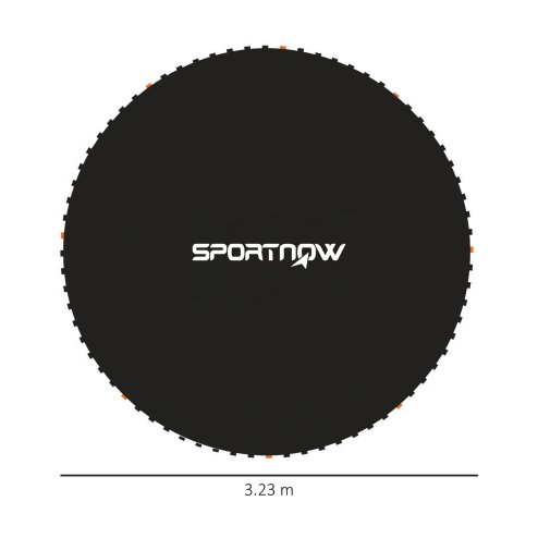 SPORTNOW Trampoline Replacement Mat with Eight Rows of Stitching, Spring Pull Tool, 72 V-Hooks, for 12ft Trampoline, Using 14cm Springs, Trampoline Jumping Mat, Black