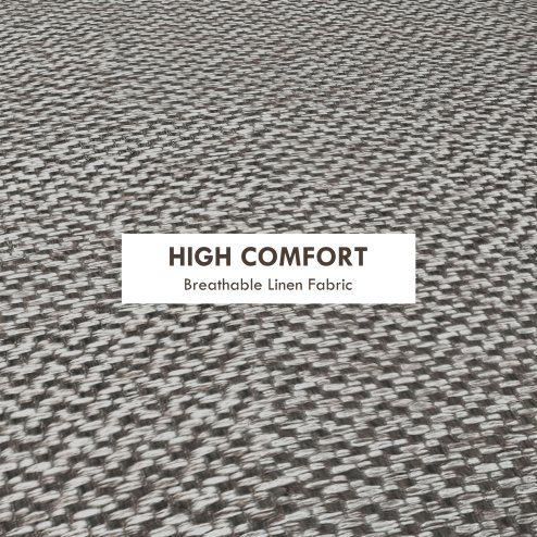 HOMCOM Round Storage Stool, Linen Fabric Upholstered Foot Stool with Removable Top, Padded Seat, Hidden Space and Wooden Legs for Living Room