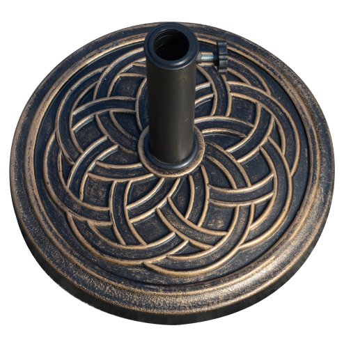 Outsunny 11.5kg Garden Parasol Base, Round Heavy Duty Umbrella Stand Holder, Resin Parasol Stand for 38mm or 48mm Outdoor Umbrella Poles, Bronze Tone