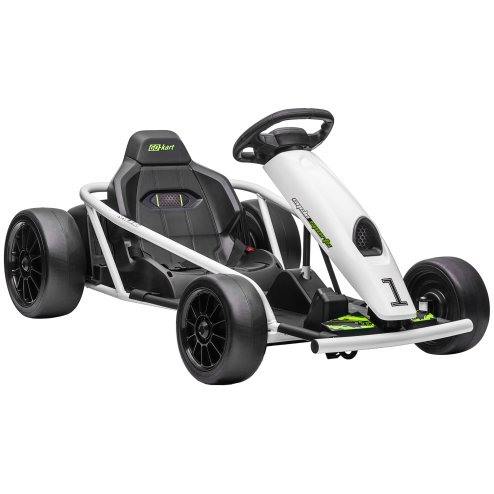HOMCOM 24V Electric Go Kart for Kids, Drifting Ride-On Racing Go Kart with Slow Start, Music, Horn Honking and Safety Belt, for 8-12 Years Old, White Image