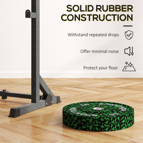 SPORTNOW Olympic Weight Plates Set, Solid Rubber Bumper Plates Weights Discs with 2