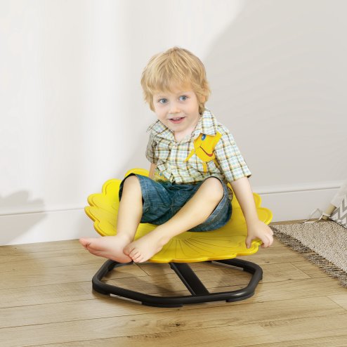 AIYAPLAY Kids Spinning Chair for Autism, Sensory Swivel Chair for ADHD Children, Flower Shaped Sit and Spin Wobble Chair with Metal Base & Non-Slip, Sensory Balance Toy for 3-8 Years Old, Yellow Image