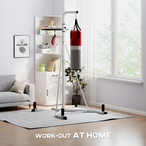 HOMCOM Freestanding Boxing Punch Bag & Speed ball Station, for Home Gym, White
