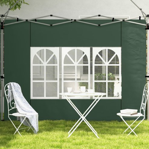 Outsunny Gazebo Side Panels with Window for 3x3(m) or 3x4m Pop Up Gazebo, 2 Pack Sides Replacement, Green