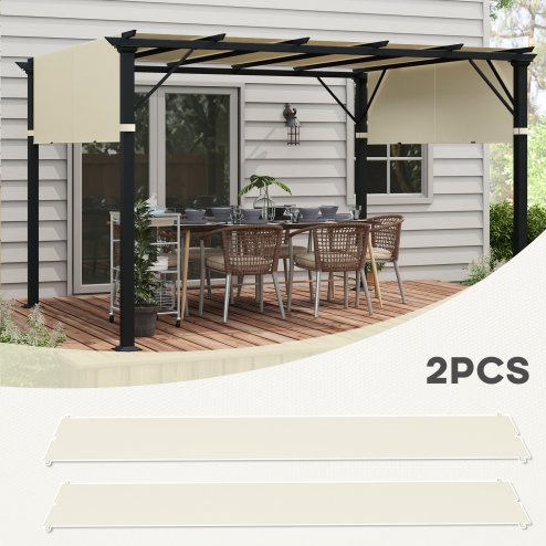 Outsunny 2 PCS Pergola Canopy Replacement, 4.9 x 1.2m UV Protection Pergola Cover, Easy to Install, for 3 x 3(m) Pergola, Cream White