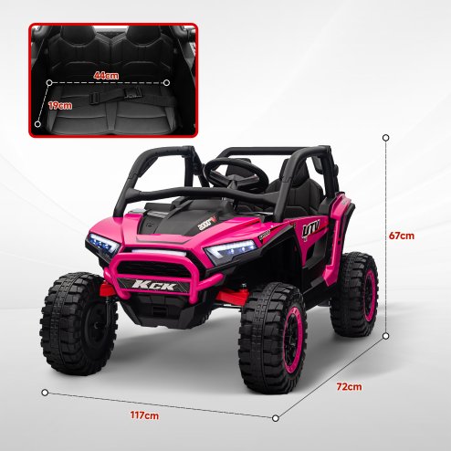AIYAPLAY 2 Seater Ride on Truck, 24V 7AH Battery Powered Electric Ride On Car with Parental Remote Control, Spring Suspension, 3 Speeds, LED Lights, MP3, Horn, Music, Pink