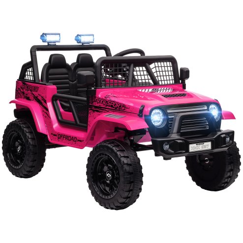AIYAPLAY Kids Ride On Car, 12V Battery Powered Electric Truck with 4 Spring Suspension Wheels, Parental Remote Control, Music Horn LED Lights, Pink