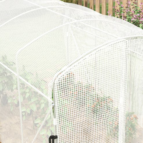 Outsunny 3 x 2 x 2m Polytunnel Greenhouse with Hinged Door, Walk-in Grow House Tent with UV-resistant PE Cover, Galvanised Steel Frame, Clamps, White