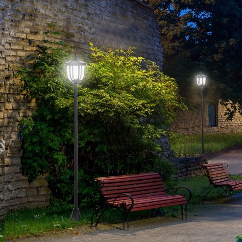 Outsunny Outdoor Garden Solar Post Lamp Sensor Light  LED Lantern Bollard Pathway Torch Light 1.77m Tall Image