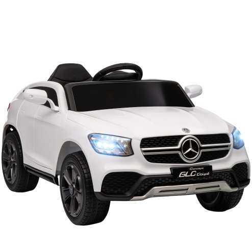 AIYAPLAY Mercedes-Benz GLC Coupe Licensed Kids Ride on Car, 12V Battery Powered Kids Electric Car with Remote Control, Soft Start, LED Light, Music, MP3, 3 Speed, for 3-6 Years, White Image