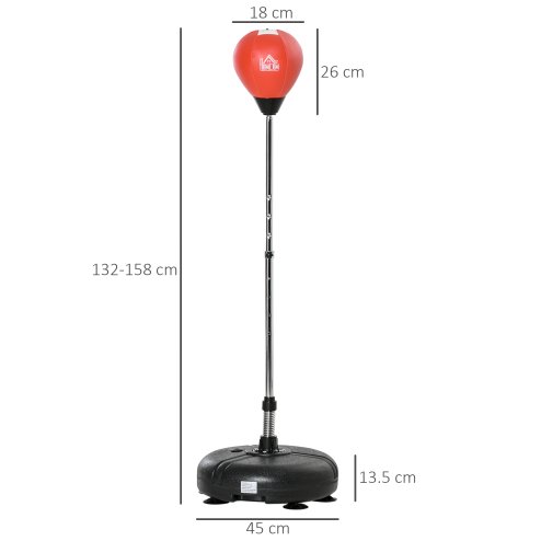 HOMCOM Punching Bag with Stand, Freestanding Boxing Bag Set, with Speedball, 132-158cm Adjustable Height, for Teens, Red/Black