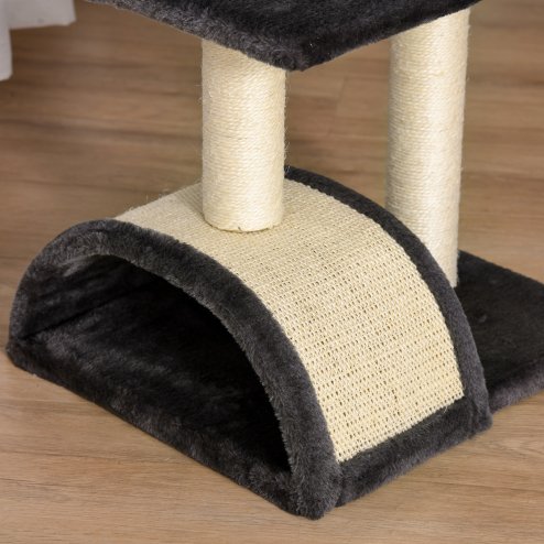 PawHut Cat Tree Tower for Indoor Cats, 72cm Climbing Activity Centre w/ Sisal Scratching Post, Pad, Arc Perch, Hanging Ball, Toy - Black