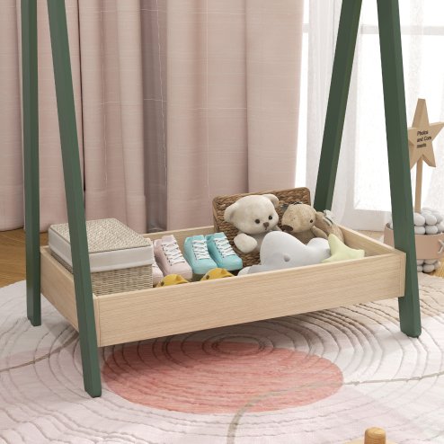 CHINESE AIYAPLAY Kids Clothes Rail, Children Dress Up Rail with 3 Hangers, Bottom Storage Shelf, Gift for Girls, Boys, Nursery, Bedroom, Green
