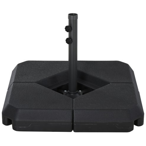 Outsunny 4PCs Fillable Parasol Base Weights with Steel Cross Base, HDPE Garden Umbrella Stand 60L Water or 72kg Sand Filled Weights Plastic Black
